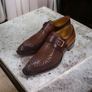 Ambrogio by Mezlan Calf-Skin Leather Single Monk-Strap Loafers (AMZ1014)-AmbrogioShoes