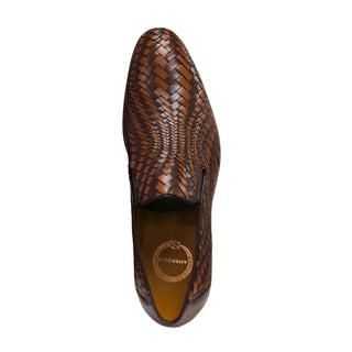 Ambrogio Men's Shoes Brown & Cognac Woven Leather Sport Loafers (AMZ1016)-AmbrogioShoes