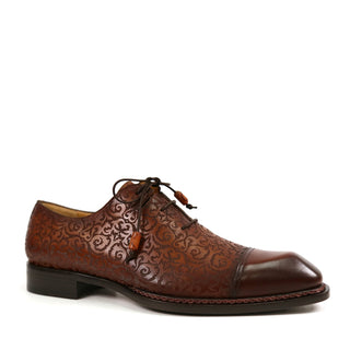 Ambrogio by Mezlan Men's Shoes Calf-Skin Leather Asymmetric Cap-Toe Oxfords (AMZ1019)-AmbrogioShoes