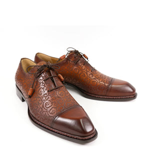 Ambrogio by Mezlan Men's Shoes Calf-Skin Leather Asymmetric Cap-Toe Oxfords (AMZ1019)-AmbrogioShoes