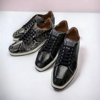 Ambrogio by Mezlan Men's Shoes Snake-Print Calf-Skin Leather Sneakers (AMZ1008)-AmbrogioShoes