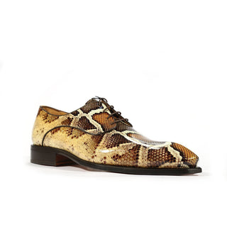 Ambrogio 39126 Men's Shoes Camel Python Print / Patent Leather Derby Oxfords (AMB1002)-AmbrogioShoes