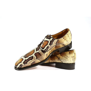 Ambrogio 39126 Men's Shoes Camel Python Print / Patent Leather Derby Oxfords (AMB1002)-AmbrogioShoes