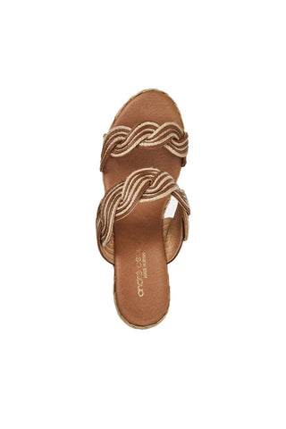 Andre Assous Nolita Twist Raffia & Leather Wedge
