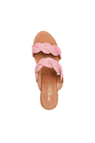 Andre Assous Nolita Twist Raffia & Leather Wedge