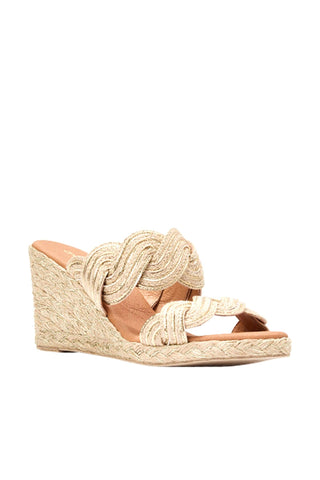 Andre Assous Nolita Twist Raffia & Leather Wedge