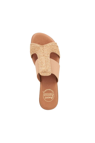 Andre Assous Noor Elastic Fabric & Raffia Slip-On Sandal