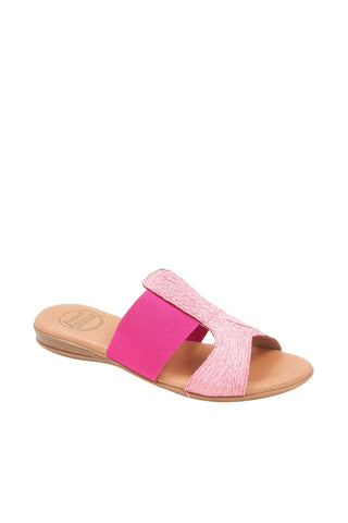 Andre Assous Noor Elastic Fabric & Raffia Slip-On Sandal