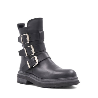 Aquatalia Follina Women’s Shoes Calf-Skin Leather Zip-Up Triple Monk-Strap Boot (AQW1031)-AmbrogioShoes