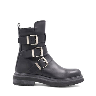 Aquatalia Follina Women’s Shoes Calf-Skin Leather Zip-Up Triple Monk-Strap Boot (AQW1031)-AmbrogioShoes