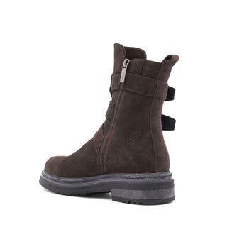 Aquatalia Follina Women’s Shoes Suede Leather Zip-Up Triple Monk-Strap Boot (AQW1032)-AmbrogioShoes