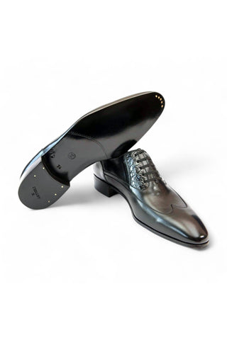 Artioli Achille Exotic Alligator / Calf-Skin Leather Wingtip Oxfords (ART1049)-AmbrogioShoes