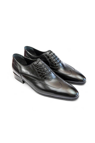 Artioli Achille Exotic Alligator / Calf-Skin Leather Wingtip Oxfords (ART1049)-AmbrogioShoes