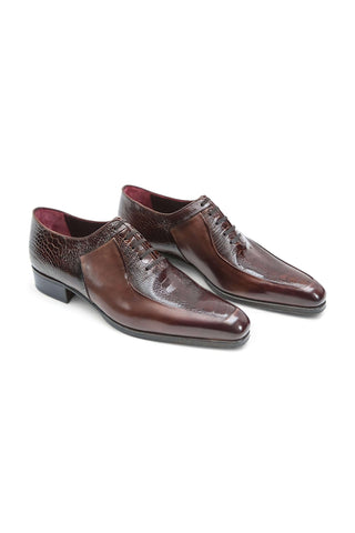 Artioli Alfredo Buffered Calf-Skin Leather / Ostrich Leg Oxford (ART1097)-AmbrogioShoes