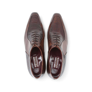 Artioli Alfredo Men's Luxury Italian Shoes Buffered Calf-Skin Leather / Ostrich Leg Oxford (ART1097)-AmbrogioShoes