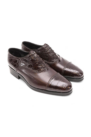 Artioli Camillo Exotic Crocodile / Beaver Leather Oxford (ART1085)-AmbrogioShoes