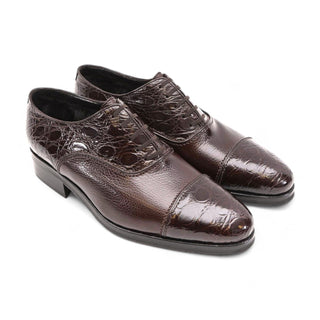 Artioli Camillo Men's Shoes Exotic Crocodile / Beaver Leather Oxford (ART1085)-AmbrogioShoes