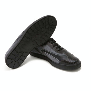 Artioli David Men's Shoes Lizard Printed Suede / Calf-Skin Leather Sneaker (ART1157)-AmbrogioShoes