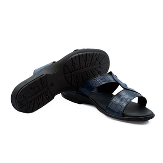 Artioli Gela Men's Shoes Exotic Crocodile Skin / Suede Leather Slip-On Sandal (ART1173)-AmbrogioShoes