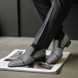 Artioli Giorgio Men's Luxury Italian Shoes Woven Kangaroo Leather Cap-Toe Slip-On Loafers (ART1015)-AmbrogioShoes