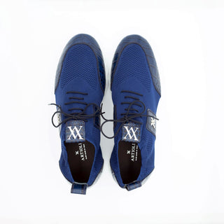 Artioli Lamar Men's Shoes Fabric / Crocodile-Skin Sneaker (ART1130)-AmbrogioShoes