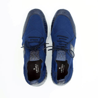 Artioli Lewis Fabric / Alligator Skin Casual Sneaker (ART1151)-AmbrogioShoes