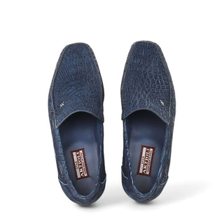 Artioli Orosei Men's Luxury Italian Shoes Nubuck Crocodile Slip-On Loafer (ART1099)-AmbrogioShoes