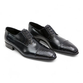 Artioli Oscar Men's Shoes Alligator / Kangaroo Leather Derby Oxfords (ART1028)-AmbrogioShoes