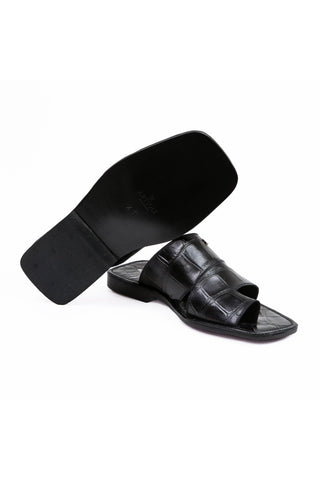 Artioli Pantelleria Alligator Embossed Leather Slip-On Sandal (ART1141)