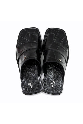 Artioli Pantelleria Alligator Embossed Leather Slip-On Sandal (ART1141)