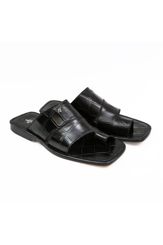 Artioli Pantelleria Alligator Embossed Leather Slip-On Sandal (ART1141)