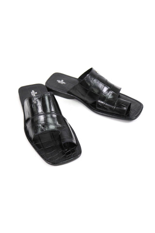 Artioli Pantelleria Alligator Embossed Leather Slip-On Sandal (ART1141)