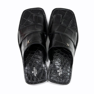 Artioli Pantelleria Alligator Print Leather Slip-On Sandal (ART1141)-AmbrogioShoes
