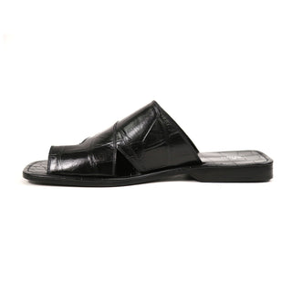 Artioli Pantelleria Men's Luxury Italian Shoes Alligator Print Leather Slip-On Sandal (ART1141)