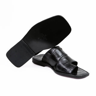 Artioli Pantelleria Men's Shoes Alligator Print Leather Slip-On Sandal (ART1141)-AmbrogioShoes