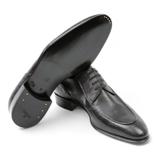 Artioli Piero Men's Luxury Italian Shoes Perforated Kangaroo Leather / Lizard Derby (ART1029)-AmbrogioShoes