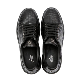 Artioli Rade Men's Shoes Alligator Skin / Calf-Skin Leather Casual Sneaker (ART1153)-AmbrogioShoes