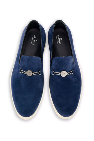 Artioli Rimini Suede Horse-Bit Loafer-AmbrogioShoes