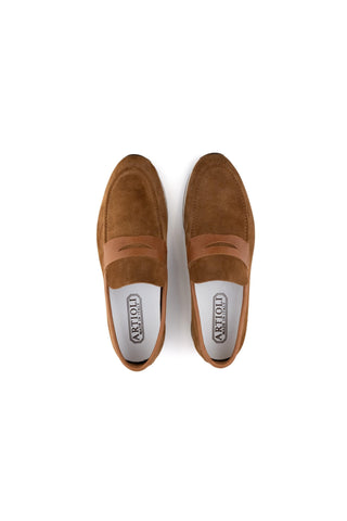 Artioli Salina Suede & Calf-Skin Leather Penny Loafer (ART1191)-AmbrogioShoes