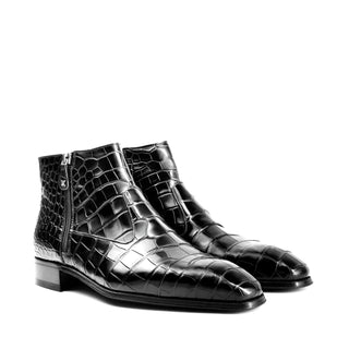 Artioli Tarquinio Men's Shoes Exotic Alligator Skin Zip-Up Boot (ART1210)-AmbrogioShoes