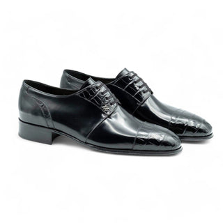 Artioli Tommaso Men's Luxury Italian Shoes Exotic Crocodile / Calf-Skin Leather Derby (ART1046)-AmbrogioShoes