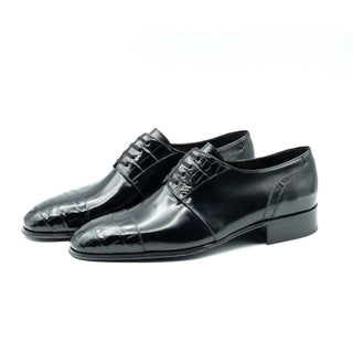 Artioli Tommaso Men's Shoes Exotic Crocodile / Calf-Skin Leather Derby Oxfords (ART1046)-AmbrogioShoes