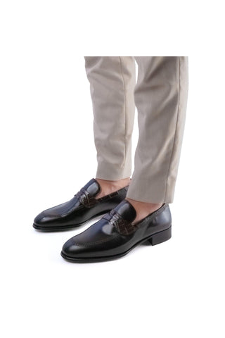 Artioli Ulisse Exotic Crocodile Skin & Calf-Skin Leather Penny Loafer (ART1183)-AmbrogioShoes