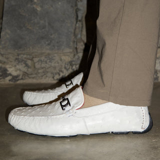 Bolonia Ostrich Driver - White