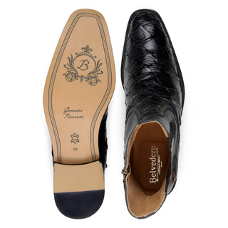 Belvedere Lima BR04 Men's Shoes Exotic Pirarucu / Leather Zipper Boot (BV3195)