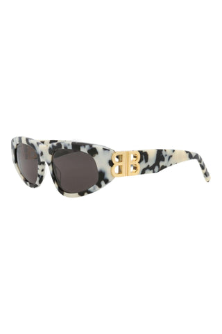Balenciaga BB0095S BLACK + WHITE HAVANA Sunglasses