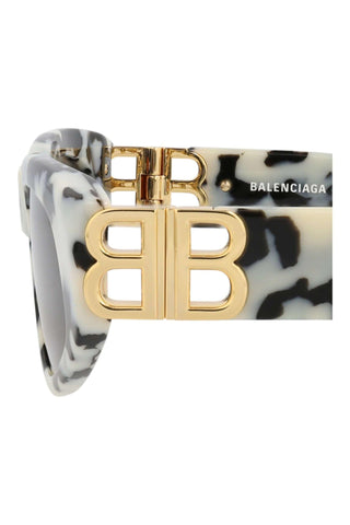 Balenciaga BB0095S BLACK + WHITE HAVANA Sunglasses