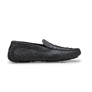 Belvedere 33622 Luis Men's Shoes Black Exotic Genuine Ostrich Quill Slip-On Driver Loafers (BV3051)-AmbrogioShoes
