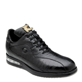 Belvedere 33624 Lupo Men's Shoes Black Exotic Genuine Ostrich Eyes Casual Sneakers (BV3036)-AmbrogioShoes