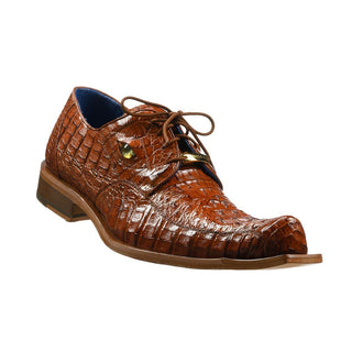 Belvedere 3414 Simon Men's Shoes Almond Exotic Caiman Crocodile Eyes Derby Oxfords (BV3018)-AmbrogioShoes